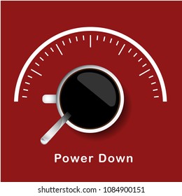 Coffee Power Down Concept Red Background Vector Image
