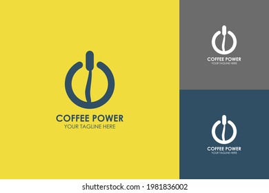 Coffee power Logo Icon, suitable for company logos, cafes, or coffee shops. A simple flat logo design.