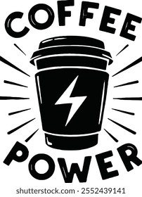 Coffee power t shirt design for coffee lovers.