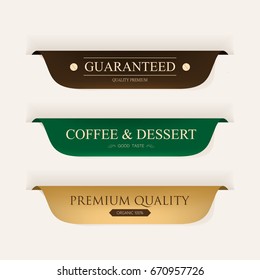 coffee premium label gold color and leather. vintage banner and badges design.