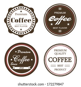 Coffee premium quality label set best product and best flavor text illustration
