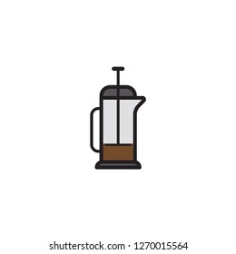 Coffee press flat vector icon sign symbol