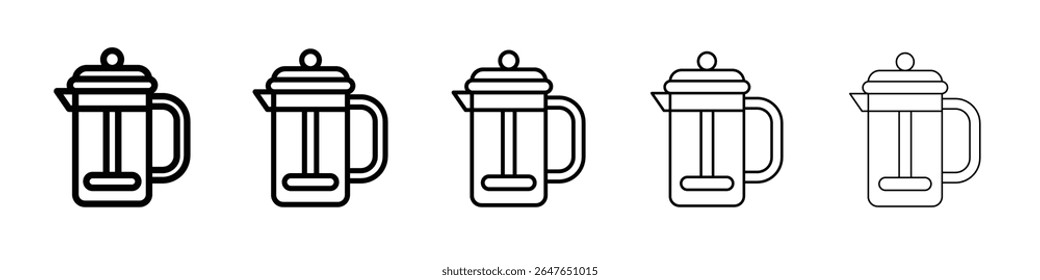 coffee press icon vector thin outline style sign