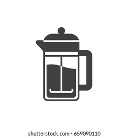 Coffee press pot black icon.