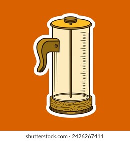 Coffee Press Tool Hand Drawn Vector Illustration
