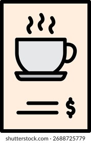 Ilustración vectorial de icono de lista de Precios de café