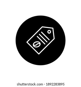 Coffee price tag icon in black circular style. Coffee price tag symbol. Vector illustration