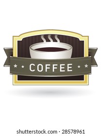 Coffee product or menu label sticker for use on websites, packaging, or print materials