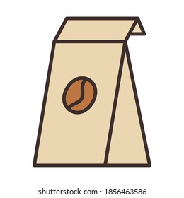 coffee product packing bag fill style icon vector illustration design