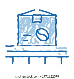 coffee production conveyor sketch icon vector. Hand drawn blue doodle line art coffee production conveyor sign. isolated symbol illustration