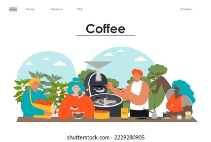 Modelación de la página de aterrizaje del vector de producción de café