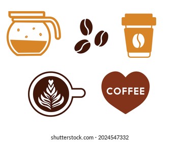 Coffee production flat color emblems badges and labels