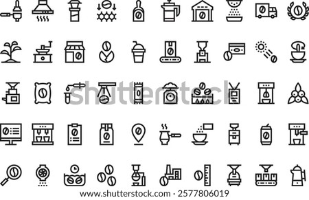 Coffee production icons High-Quality Vector Icons Collection with Editable Stroke. Ideal for Professional and Creative Projects.