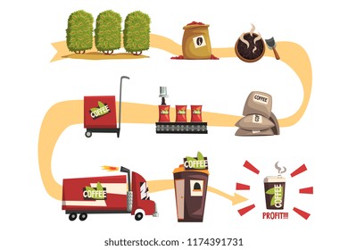 Coffee production in process infographic