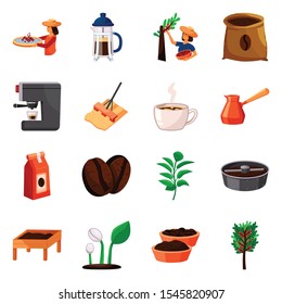 Coffee production vector cartoon icon.Set icon grains coffee and process production.