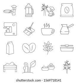 Coffee production vector line icon.Set icon grains coffee and process production.