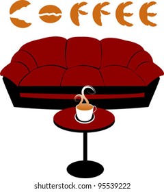 Coffee in a pub illustration isolated