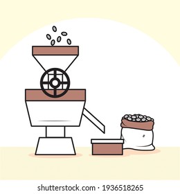coffee pulper machine and beans