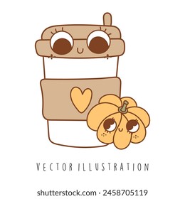 Coffee and pumpkin, Happy thanksgiving vector illustration