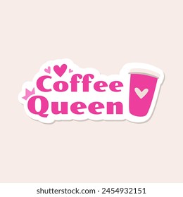 Coffee queen text girl coffee lover office sticker icon design vector svg