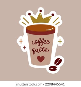 Coffee queen vector colorful sticker