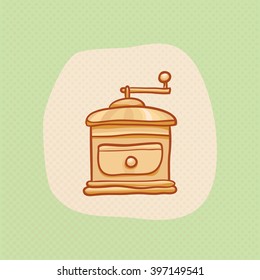 Coffee quern sketchy vector clipart. Vector grinder design element. Sketch for flyer, banner, ad, package, poster. Hand drawn mill icon