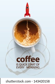 coffee is quick start of every morning, vector illustration