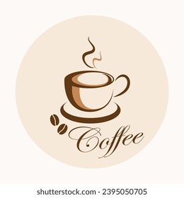 Kaffeekotelettsdesign mit einer Tasse. Kaffeekalligraphie für T-Shirt, Aufkleber. Stock-Vektorkunst.