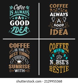 Coffee Quotes Clipart vector design bundle. Coffee lover typographic slogan design vector.