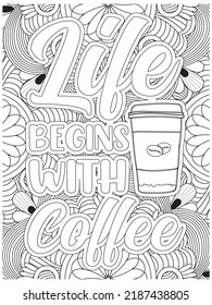 Coffee Quotes Coloring Book Page Stock Vector (Royalty Free) 2187438805 ...