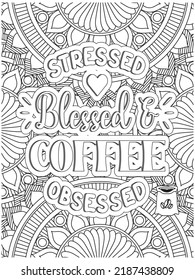 Coffee Quotes Coloring Book Page Stock Vector (Royalty Free) 2187438809 ...