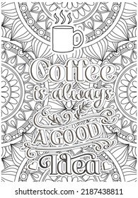 Coffee Quotes Coloring Book Page Stock Vector (Royalty Free) 2187438811 ...