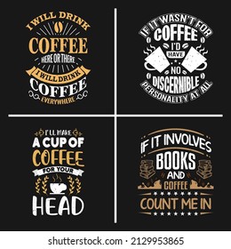Coffee quotes design emblem badge vector bundle.