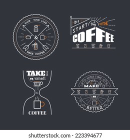 Coffee Quotes Lettering Badge Style