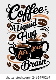 Coffee Quotes Lettering Concept Illustration Vector - Vintage Coffee Typography Art