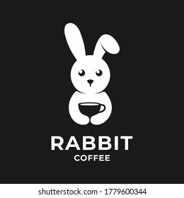 coffee rabbit, pictorial logo design template