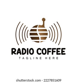 Coffee Radio Logo, Podcast Radio Design, Coffee Icon, Coffee Cafe Logo Product Brand Vector