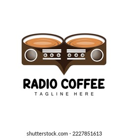 Coffee Radio Logo, Podcast Radio Design, Coffee Icon, Coffee Cafe Logo Product Brand Vector