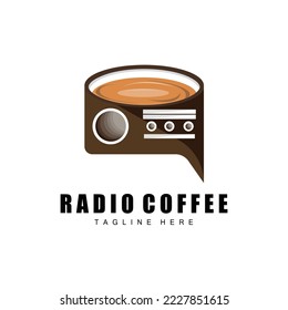 Coffee Radio Logo, Podcast Radio Design, Coffee Icon, Coffee Cafe Logo Product Brand Vector
