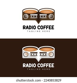 Coffee Radio Logo, Podcast Radio Design, Coffee Icon, Coffee Cafe Logo Product Brand Vector