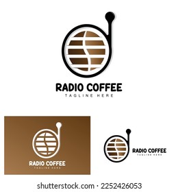 Coffee Radio Logo, Podcast Radio Design, Coffee Icon, Coffee Cafe Logo Product Brand Vector