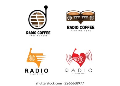 Coffee Radio Logo, Podcast Radio Design, Coffee Icon, Coffee Cafe Logo Product Brand Vector