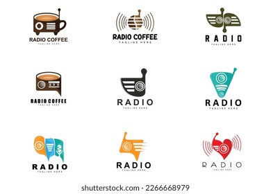 Coffee Radio Logo, Podcast Radio Design, Coffee Icon, Coffee Cafe Logo Product Brand Vector