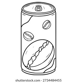 café pronto para beber ilustração mão desenhada vetor de contorno