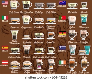 Coffee recipes from around the world.  Espresso, regular brewed and instant coffee as well as beverages on their basis with the use of milk and alcohol