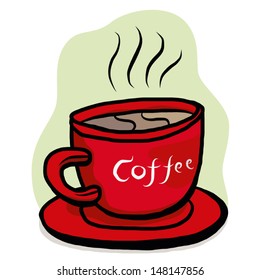 coffee, red cup / cartoon vector and illustration.
