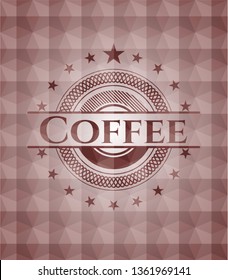 Coffee red geometric pattern emblem. Seamless.