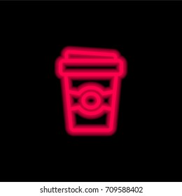 Coffee red glowing neon ui ux icon. Glowing sign logo vector