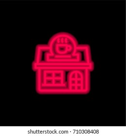 Coffee red glowing neon ui ux icon. Glowing sign logo vector