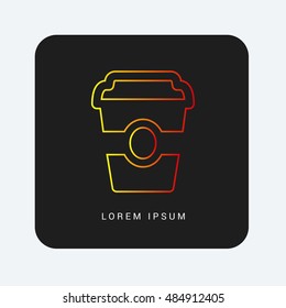 Coffee Red & Orange gradient attractive line thin icon / logo design